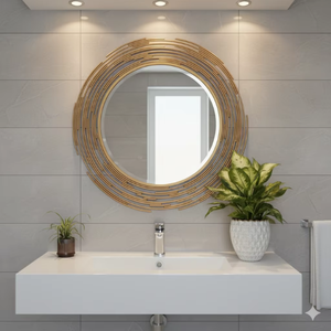 Miroir mural élégant et luxueux avec cadre en fer, design moderne, miroir décoratif pour salon, chambre à coucher, intérieur de maison, vente en gros - Product Image 1