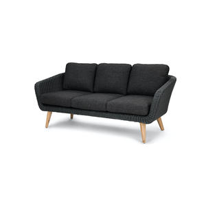 Canapé d'extérieur moderne OEM avec combinaison de bois de teck massif et de rotin synthétique tressé pour la distribution en gros - Product Image 1