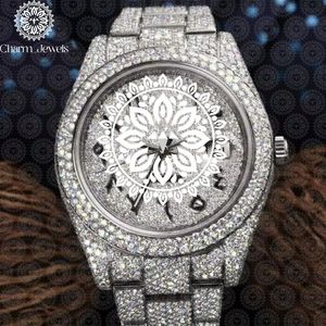 Montre de luxe pour homme Charm Jewels en acier inoxydable avec lunette sertie de diamants, cadran Mandala, mouvement mécanique 40 mm, résistance à l'eau 10 bars, automatique - Product Image 2