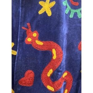 Hand Embroidered Velvet Cotton Jacket <b>Women</b> Mandarin Collar Full Sleeve Autumn Winter Bohemian Eye Pattern Open Front <b>Coat</b> - Product Image 5
