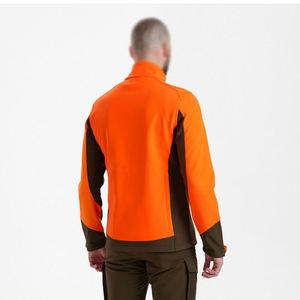 Customized <b>Men's</b> <b>Orange</b> Soft Shell Hunting Jacket Full Sleeve Windproof Color Blocking Autumn Outdoor Wear - Product Image 1