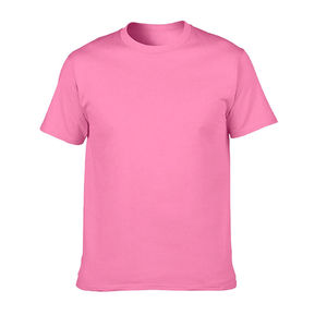 เสื้อยืดคอกลมแขนสั้นผ้าฝ้ายสีชมพูสุดฮิตสำหรับผู้ชาย สวมใส่สบาย ระบายอากาศได้ดี ทรงปกติ สไตล์สตรีทแวร์ พร้อมโลโก้สั่งทำด้านหน้า - Product Image 1
