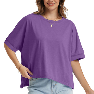 Custom Made Product Women's Ringer T <b>Shirts</b> Oversized Loose Fit Polyester Cotton Drop Shoulder <b>Walking</b> Running Formal Streetwear - Product Image 6
