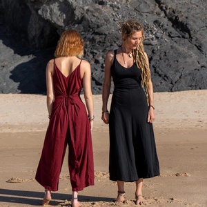 Combinaison d'été en coton pour femme, style bohème décontracté, coupe ample et style facile, robe d'été - Product Image 2