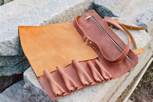 Rouleau de couteau en cuir écologique personnalisable organisateur de cadeau d'entreprise rouleau avec logo LKR-0100 cadeau d'anniversaire pour sac de chef - Product Image 5