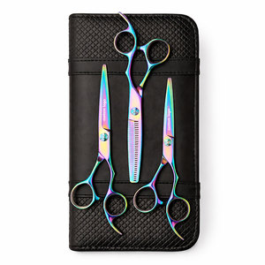 Tijeras de Corte de Pelo Color Rosa Arcoíris para Zurdos, Acero Inoxidable Duradero, Cuchillas Afiladas de Precisión, Herramienta Profesional de Estilismo para Salón - Product Image 4