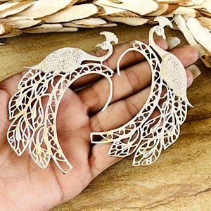 Hot Selling <b>Cuff</b> <b>Earrings</b> Tribal Brass Jewelry Women Silver Plated Animal Peacock Filigree <b>Ear</b> <b>Cuffs</b> <b>Earrings</b> Wholesale/OEM/ODM - Product Image 5