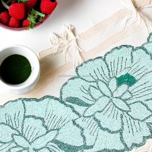 36\" Luxury Custom Floral Design Dining Table Runner High Quality Cotton Hand Beaded Glass Beads Low Price Home Christmas Decor - Product Image 2