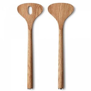 Ensemble de 2 cuillères de cuisine en bois naturel, ustensiles de cuisine faits à la main pour remuer, mélanger, servir, cuisiner - Product Image 5