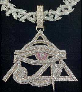Colgante de Plata de Ley 925 con Logotipo Personalizado de Hip Hop, Moissanita, Ojo de Horus con Diamantes Redondos, Completamente Cubierto de Diamantes, Joyería, Regalo - Product Image 1