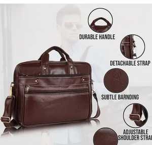Maletín de Cuero Genuino para Hombre, Bolso Mensajero Clásico de Negocios, Cierre de Cremallera Resistente, Bolso Suave Marrón - Product Image 2