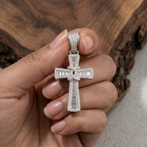 Custom Hip Hop <b>Cross</b> Pendant 925 Silver Iced Out Baguette Moissanite <b>Men</b>’s Religious <b>Necklace</b> Wholesale Jewelry - Product Image 4