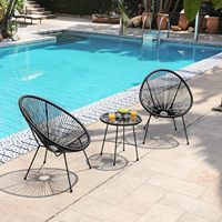 Chaise Acapulco moderne encre noire dessus en verre table 3 pièces intérieur/extérieur meubles de patio ensemble avec 2 chaises salon utilisation extérieure
