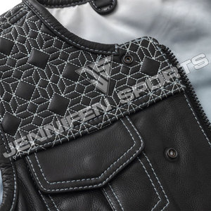 Chaleco de Cuero con Corte de Diamante para Motocicleta, para Mujer, Verano, Resistente al Viento, Transpirable, Informal, con Cierre, Perforado, Personalizable - Product Image 3
