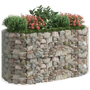 Grandes jardinières surélevées en gabion, robustes, en fer galvanisé argenté - Product Image 3