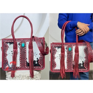 Sac fourre-tout de luxe en cuir véritable fait main de haute qualité pour femme, grande capacité, sacs de marque, sac à bandoulière en cuir de vachette, sac à main à franges - Product Image 1