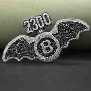 Colgante Personalizado de Batman con Incrustaciones de Diamantes, 2300 Bail, Número Personalizado, Acero Inoxidable, Chapado en Platino Cultivado en Laboratorio, 6.40 CT, Joyas DOPE, Moderno - Product Image 1