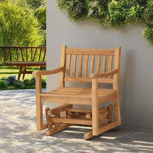 Silla Planeadora moderna y cómoda de teca para exteriores con herrajes de latón de movimiento suave para sala de estar, hotel o parque, asientos de ocio - Product Image 2