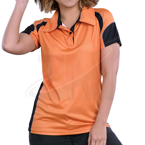 <b>Orange</b> Color Blocked <b>Polo</b> Shirt Short Sleeve Knitted Quick Dry Casual 100% Polyester Plus Size Women's <b>Polo</b> T Shirts - Product Image 3