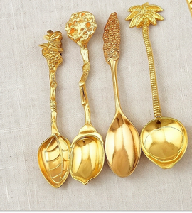 Luxurious <b>Small</b> Gold Finished <b>Spoon</b> Elegant Dessert Tea Coffee <b>Spoon</b> For Home Kitchen Wedding Party Gift Modern Flatware Decor - Product Image 1