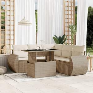 Conjunto de Sofás Modulares Grandes de Ratán Sintético PE Beige para Jardín, Muebles de Patio con Estilo y Comodidad - Product Image 1