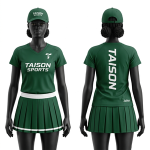 Uniforme de Tenis Premium para Mujer, 180 GSM, Poliéster y Spandex, Transpirable, Diseño con Paneles Verdes y Blancos, Impresión por Sublimación, Logotipo Personalizado - Product Image 6
