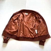 Blouson aviateur vintage en cuir de mouton marron pour homme, style européen, broderie personnalisée, impression sur cuir