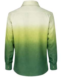 Camisa Formal para Hombre en Degradado Verde Claro y Verde Oscuro, Algodón Premium, Manga Larga, Cierre de Botones, Estilo Casual Elegante, Suministro al por Mayor del Fabricante - Product Image 2