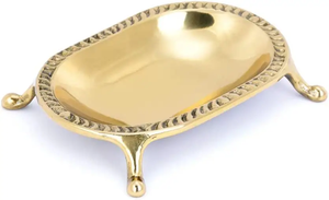 Brass <b>Soap</b> Dish with Clawfoot Base Vintage Shower Bar <b>Soap</b> <b>Holder</b> Bathroom Decor - Product Image 3