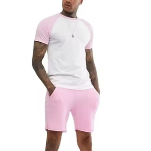 Custom Logo Men's Streetwear 100% Organic Cotton <b>Knitted</b> Eco-Friendly Short Sleeve T-Shirt & Shorts <b>Set</b> Summer Front Logo - Product Image 6