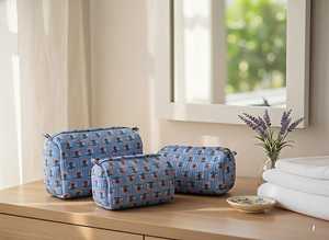 Lot of 10-500 Pcs Set Cotton Floral Printed Quilted <b>Foldable</b> 22x20cm Makeup <b>Bag</b> & Toiletry Travel Pouches for Bathroom - Product Image 6