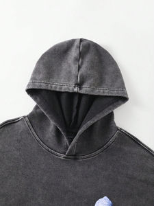 Mens acid wash hoodie oversized streetwear casual gym wear heavy <b>fabric</b> pullover hoodie winter Cheap Price Wholesale Rate OEM - Product Image 3