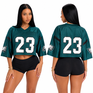 Camiseta Deportiva Corta de Fútbol Americano para Mujer, Estilo Oversize con Hombros Caídos, Malla Transpirable, Fabricación OEM con Marca Privada - Product Image 1