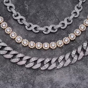 Collar de Cadena Cubana con Diamantes de Moissanita de Buena Calidad, Joyería de Moda Premium para Hombres y Mujeres, Diseñado para Uso Diario - Product Image 3