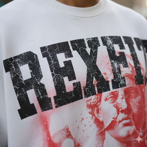 T-shirt à manches longues oversize graphique décontracté REXFIT SPORTS, coupe brute, coton, impression DTG, pour hommes - Product Image 3