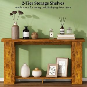 Distressed Brown <b>Console</b> <b>Table</b> with Storage for Entrance <b>Sofa</b> Hallway or Desk Use - Product Image 3