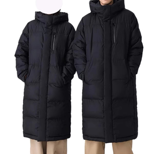 Women's Long <b>Quilted</b> Winter Jacket Hooded Full Sleeve Zipper Closure Solid Color Polyester Shell Thick Warm Coat - Product Image 5