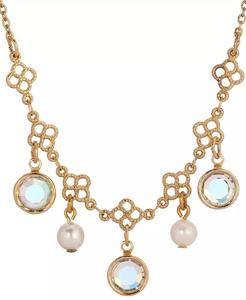 Collana a girocollo con perle finte in cristallo color oro |   2028 - Product Image 2