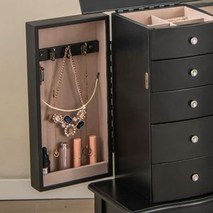 Armadio Portagioie con Specchio Ribaltabile e 4 Cassetti Organizzatori - Product Image 4