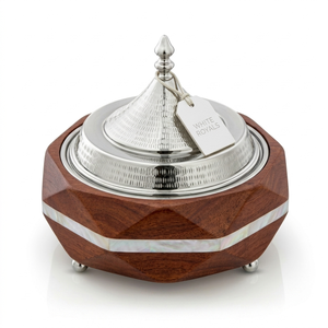 Ramadan Thermal Hotpot Casserole Dish With Lid with Handcrafted Wood Body and Mother of Pearl Inlay For Ramadan Majlis - Product Image 1
