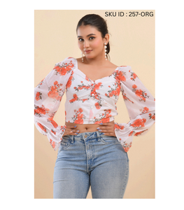 Blusa Elegante Asimétrica de Georgette Estampada, Manga Larga, Suave, Ligera y Cómoda para Mujer, Ideal para Fiestas, Oficina y Eventos Nocturnos - Product Image 1