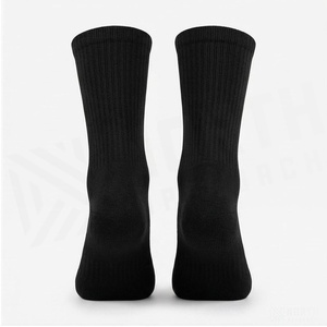 Crew <b>Socks</b> Solid Black 100% Cotton Breathable Knitted for Adults Daily Casual Wear Spring Season - Product Image 2
