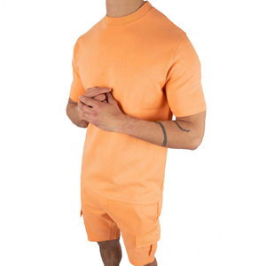 Conjuntos de Shorts de Verano para Hombre, 2 Piezas, para Uso en Exteriores, Camiseta de Manga Corta y Shorts Casuales para Hombre, Color Naranja - Product Image 4