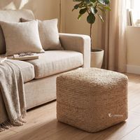 Pouf cube tressé en jute, repose-pieds et coussin de sol carré en fibre naturelle tissée, siège de salon écologique, vente en gros