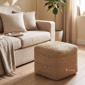 Puf Cubo de Yute Trenzado, Otomana Cuadrada de Fibra Natural Tejida y Cojín de Suelo, Asiento Ecológico para Sala de Estar al por Mayor - Product Image 4