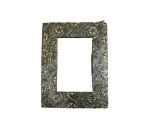 Rectangle Metal Photo <b>Frame</b> with Embossed Floral Pattern <b>Gold</b> Finish Durable Design - Product Image 1