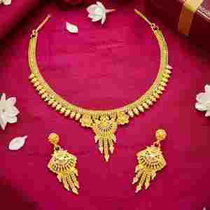Wholesale Brass 14K 18K 24K Micron Gold Forming Short Necklaces Traditional Design Jewelry <b>Set</b> Indo-Western Fashion Jewelry <b>Set</b> - Product Image 3