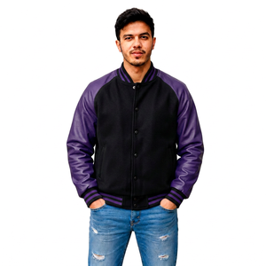 Chaqueta Varsity con Bordado Personalizado en la Parte Delantera, Franjas en las Mangas, Ropa Urbana, Venta al Por Mayor, Marca Privada - Product Image 4