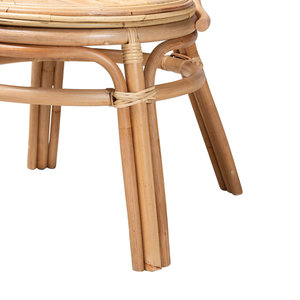 Natural Rattan Armchair Wicker Accent <b>Chair</b> With Decorative Circular Back Design And Cushion For <b>Living</b> <b>Room</b> Home Furniture - Product Image 3