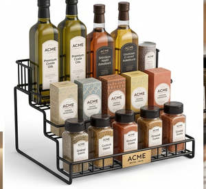 Premium ACME Metal 3 Tier Spice <b>Rack</b> <b>Storage</b> Holder <b>Kitchen</b> Standing Type Minimalist Design Stackable Organizer for Spices - Product Image 1